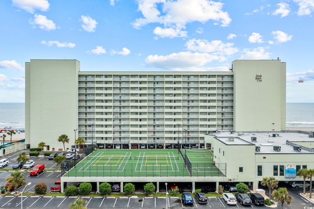 view of building exterior featuring a water view