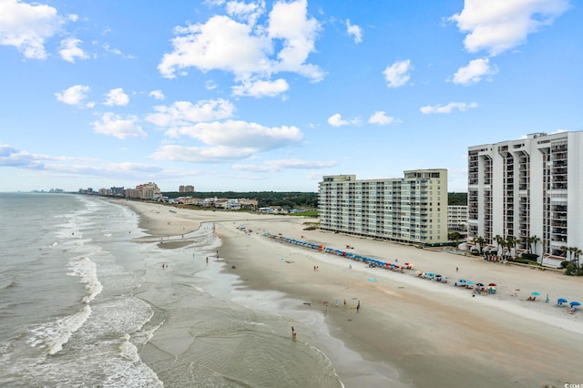 property view of water featuring a view of the beach