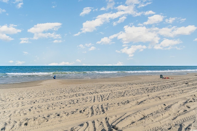 view of water feature with a view of the beach