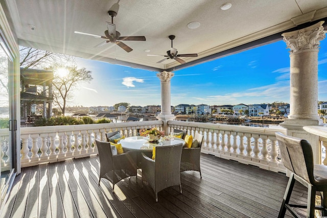 deck featuring ceiling fan