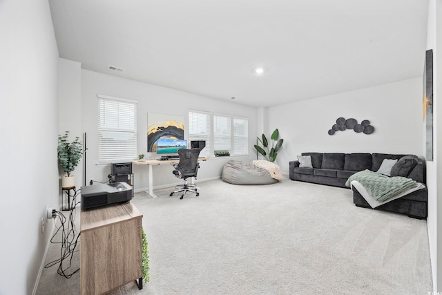 office area featuring carpet flooring