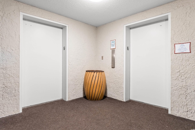 2700 N Ocean Blvd Unit 253, Myrtle Beach, SC 29577 - carpeted empty room with elevator, a textured ceiling, and a textured wall