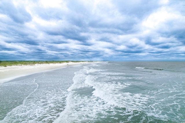 property view of water featuring a beach view