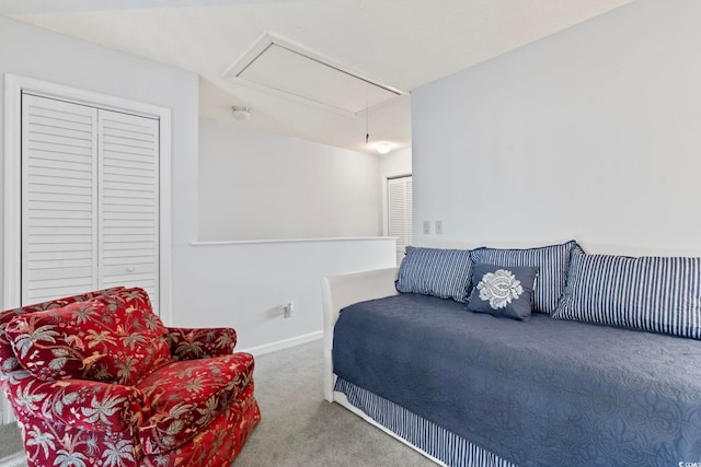 4396 Baldwin Ave Unit 94, Little River, SC 29566 - carpeted bedroom featuring attic access and baseboards
