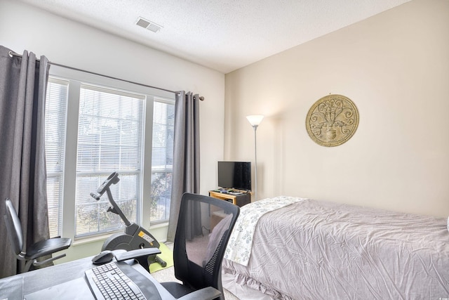 bedroom featuring a textured ceiling