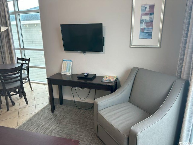 office space with tile patterned floors