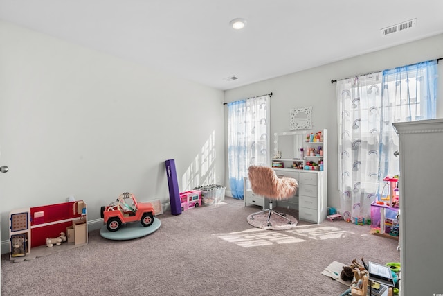 game room with carpet flooring