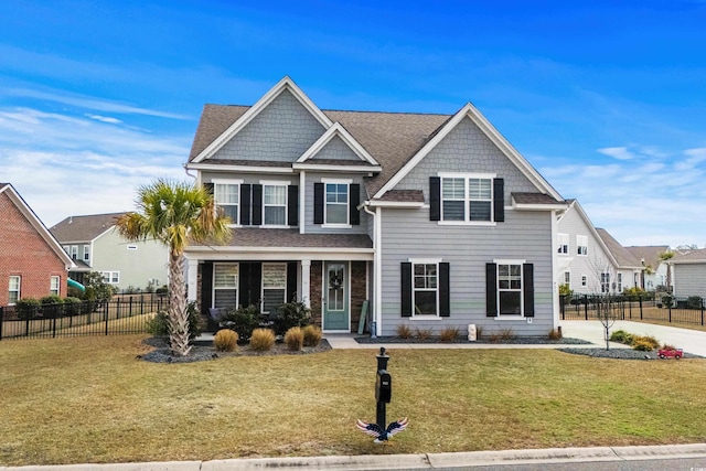 view of front of home with a front yard