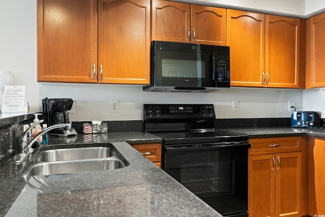 kitchen with sink and black appliances