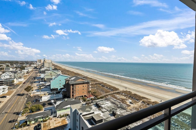 view of water feature featuring a beach view