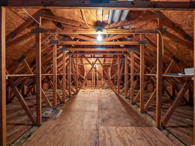 view of unfinished attic