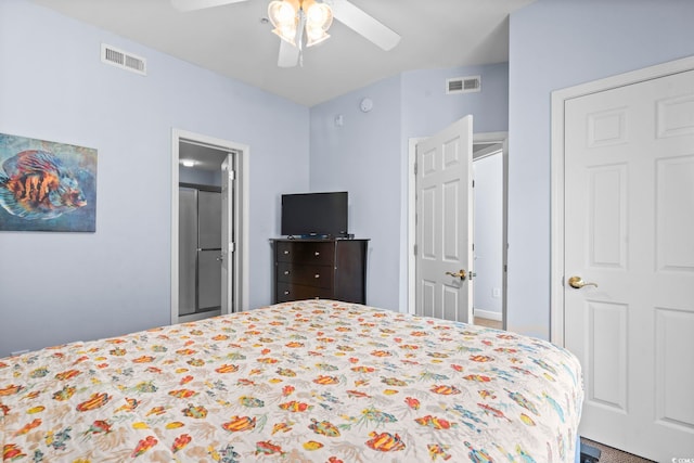 bedroom featuring ceiling fan