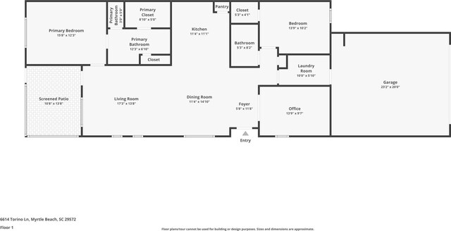 6614 Torino Ln, Myrtle Beach, SC 29572 - floor plan / room layout