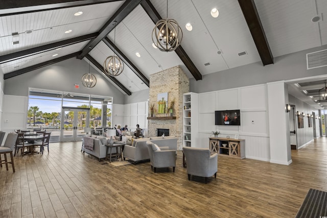 6614 Torino Ln, Myrtle Beach, SC 29572 - building lobby featuring high vaulted ceiling, beamed ceiling, and recessed lighting