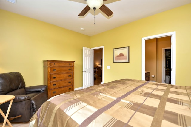 bedroom featuring ceiling fan