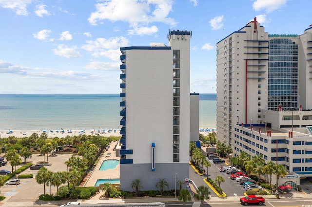 exterior space with a view of the beach