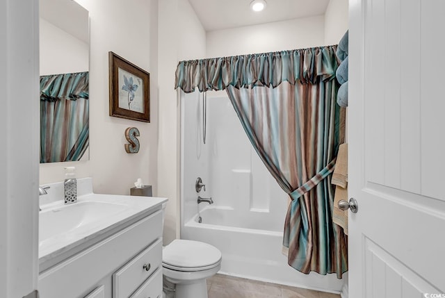 full bathroom with vanity, toilet, and shower / bath combination