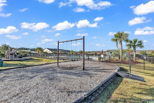 view of play area featuring a yard