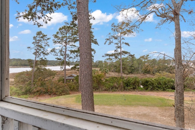 view of yard with a water view