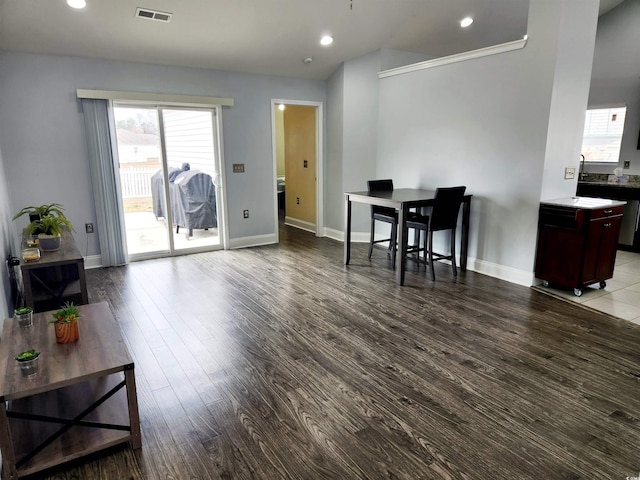 living room featuring light wood-type flooring