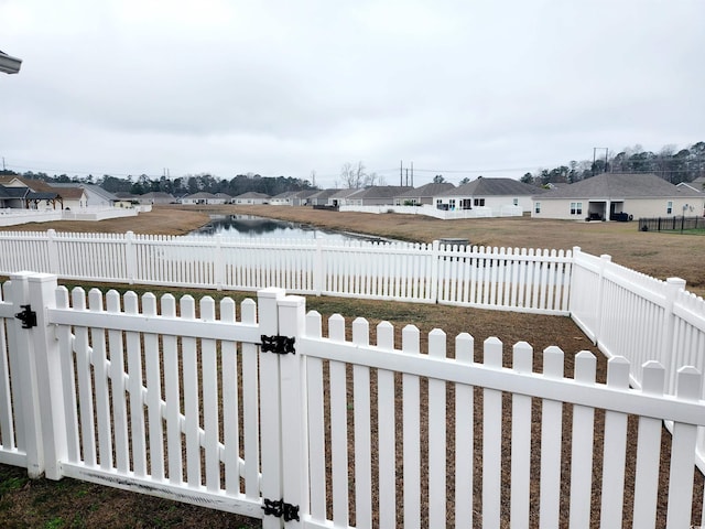 view of yard with a water view