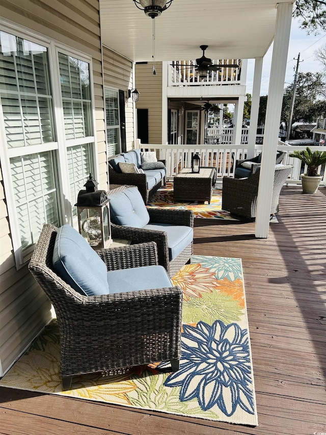 6001-1383 S Kings Hwy, Myrtle Beach, SC 29575 - deck with ceiling fan and an outdoor hangout area