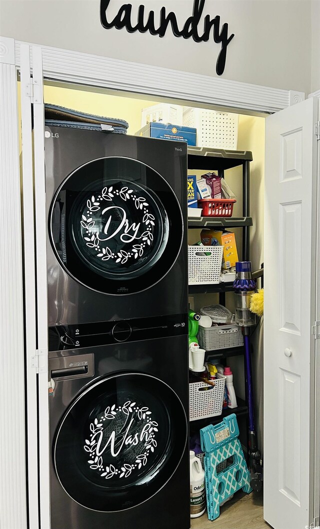 6001-1383 S Kings Hwy, Myrtle Beach, SC 29575 - interior space featuring laundry area and stacked washer / dryer