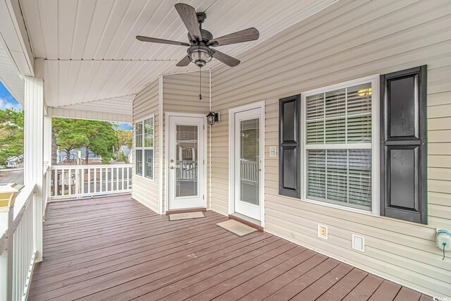 6001-1383 S Kings Hwy, Myrtle Beach, SC 29575 - deck featuring a porch and a ceiling fan