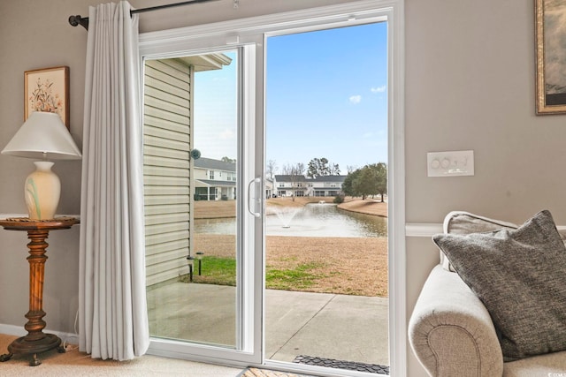 doorway with a water view