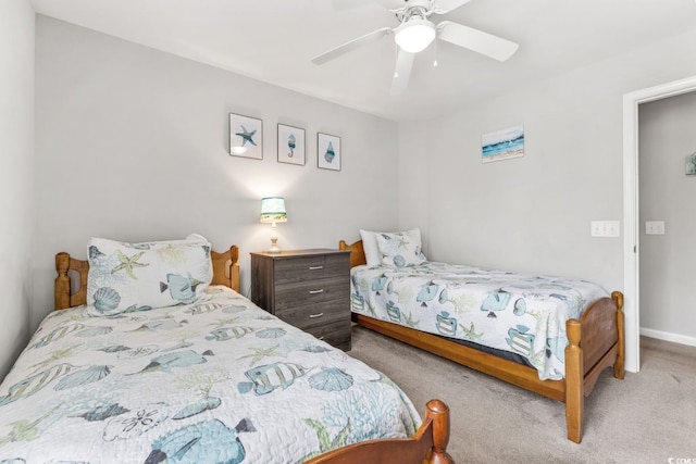 bedroom featuring carpet and ceiling fan