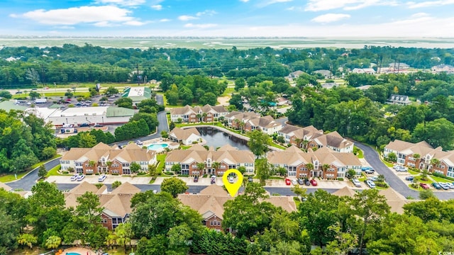 bird's eye view featuring a water view