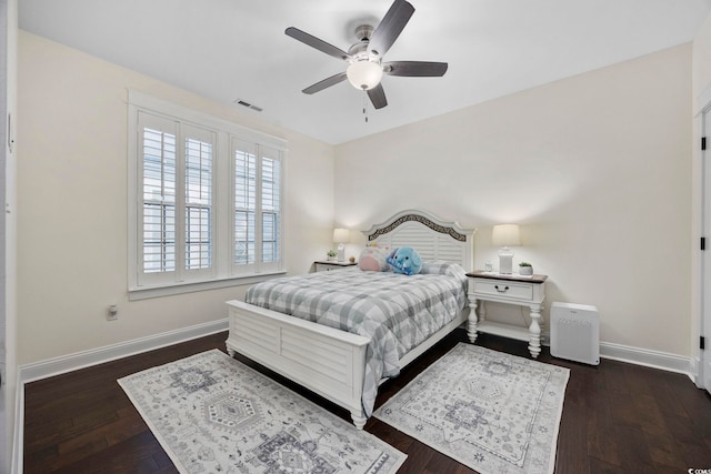 1188 Peterson St, Myrtle Beach, SC 29577 - bedroom featuring baseboards, dark wood-style floors, and a ceiling fan