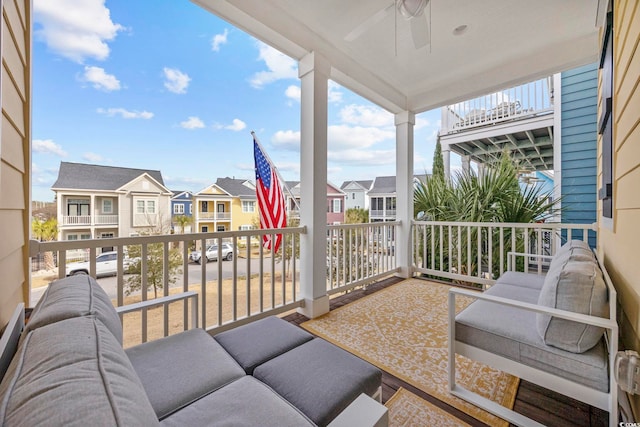 1188 Peterson St, Myrtle Beach, SC 29577 - balcony with a residential view and a ceiling fan