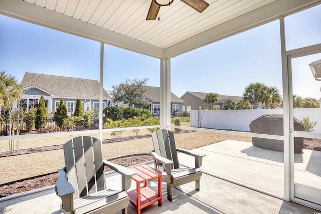 view of patio with ceiling fan