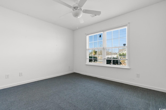 carpeted empty room with ceiling fan