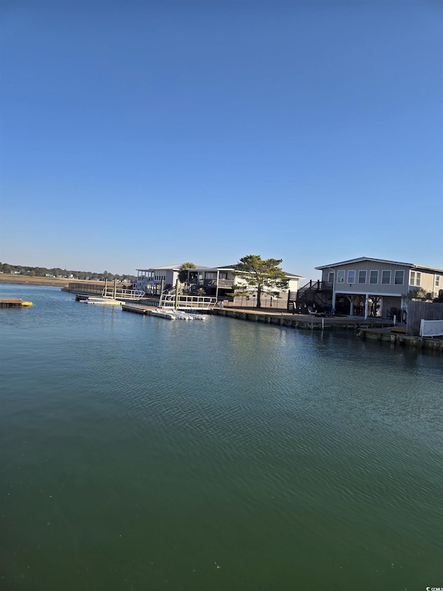 view of water feature featuring a dock