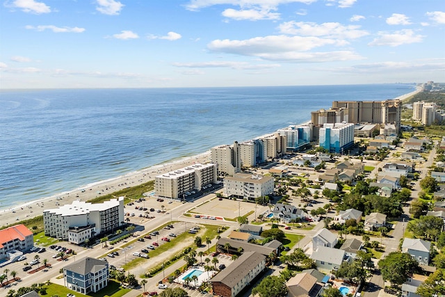 bird's eye view with a view of city, a beach view, and a water view