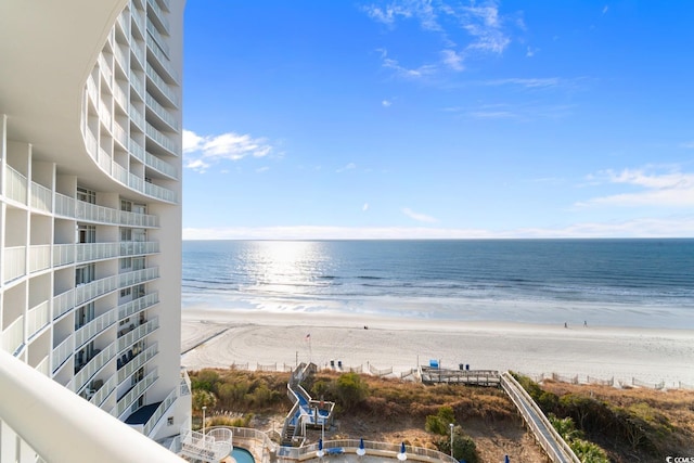 property view of water with a beach view