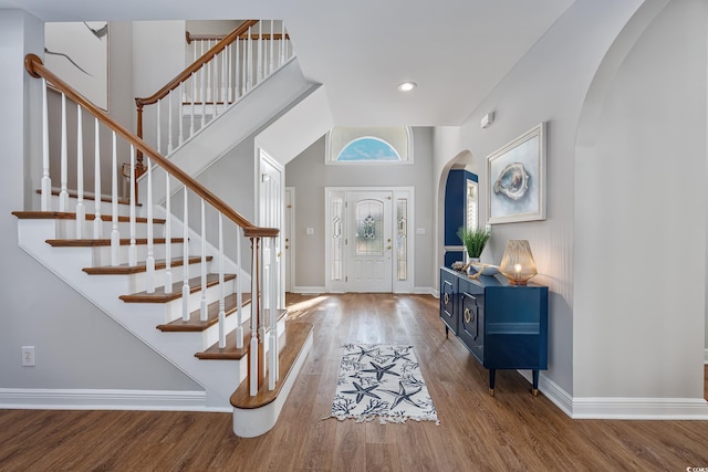 foyer with hardwood / wood-style floors