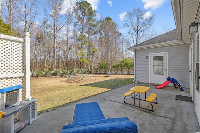 view of patio with a playground