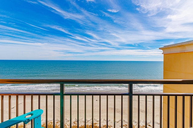 view of water feature featuring a beach view