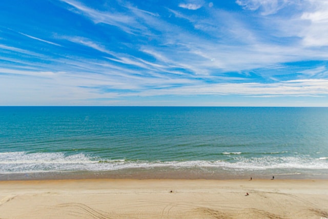 view of water feature featuring a beach view