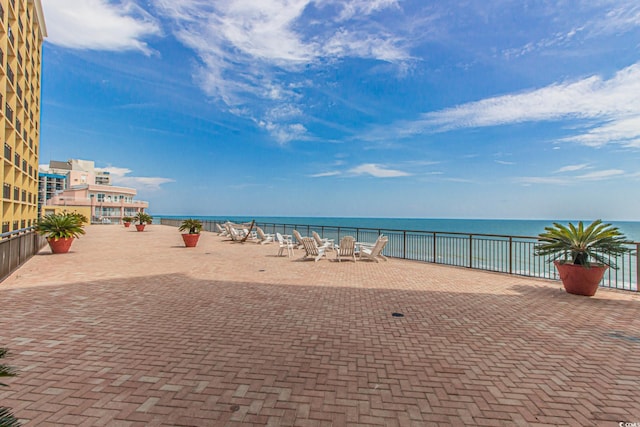 view of water feature featuring a view of the beach