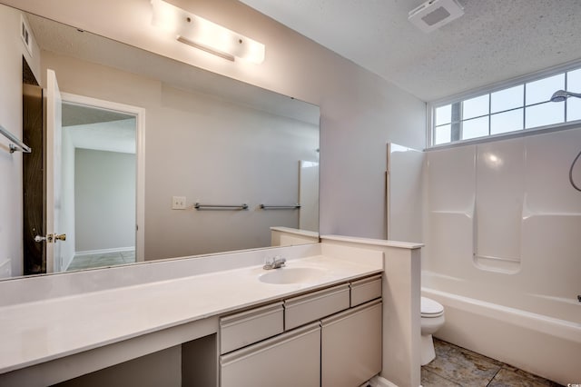 2151 Clearwater Dr Unit C, Surfside Beach, SC 29575 - full bathroom with toilet, vanity, a textured ceiling, and shower / washtub combination