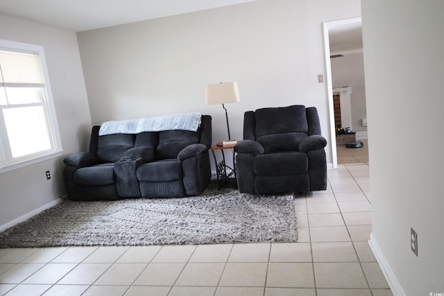 view of tiled living room