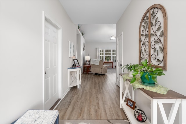 hall featuring light wood-type flooring