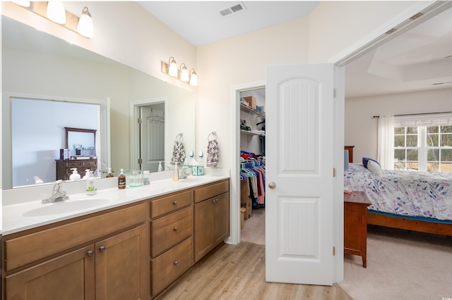 bathroom featuring vanity and wood-type flooring