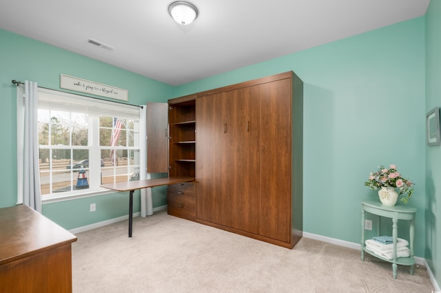 view of carpeted home office