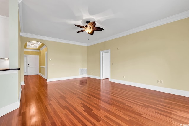 249 Venice Way Unit 3301, Myrtle Beach, SC 29577 - empty room featuring hardwood / wood-style flooring, crown molding, and ceiling fan