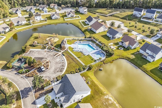 bird's eye view featuring a water view